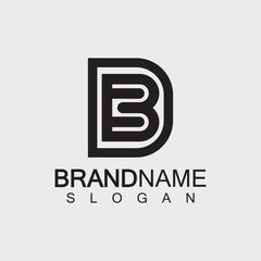 Abstract letter BD or DB logo design template - vector.