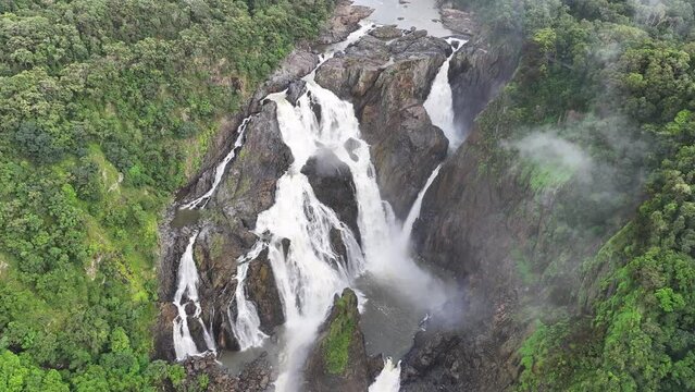 Aerial footage of Barron River Falls Queensland Australia