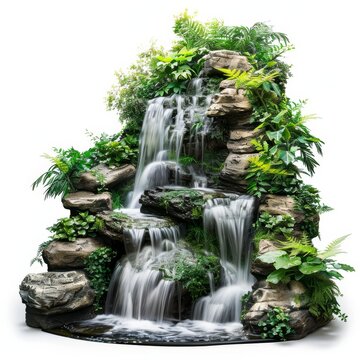 waterfall with a waterfall surrounded by plants and rocks