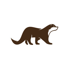 Otter Logo Design Silhouette Template