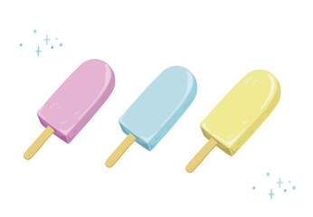 ３色のアイスクリームのイラストセット