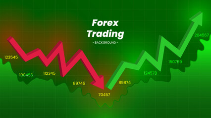 Forex trading market up and down concept background