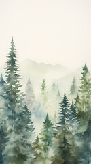 Obraz premium Watercolor green forest