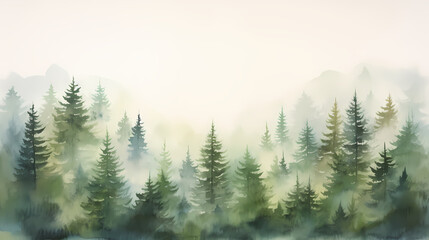 Watercolor green forest