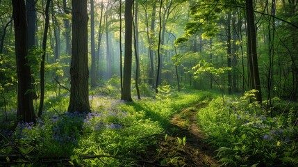 Fototapeta premium Vibrant Forest Enchantment during the Spring Season