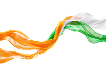 Elegant flowing ribbons in the colors of the Indian national flag, symbolizing India's pride and heritage on a transparent background.