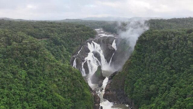 Aerial footage of Barron River Falls Queensland Australia