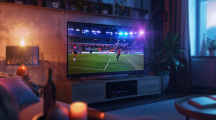 Soccer match on big TV screen