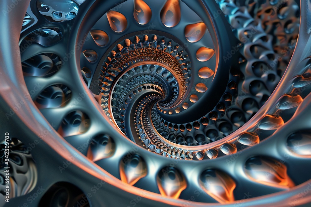 Poster 3d rendering of a spiral pattern with twisted, overlapping segments, generated by ai