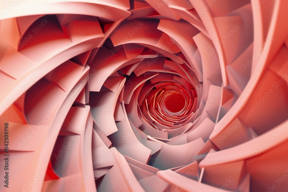 Poster 3d rendering of a spiral pattern with twisted, overlapping segments, generated by ai