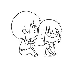 A boy and girl are sitting together