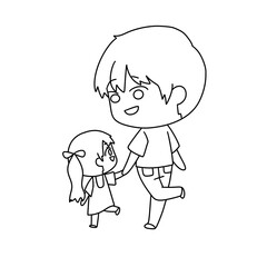 A man and a little girl are holding hands
