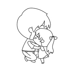 A boy and a girl are hugging each other