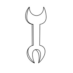 A wrench is drawn in black and white