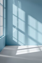 Obraz premium Room with window and blue wall