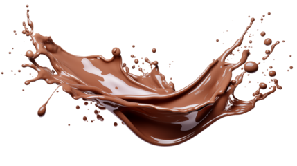 chocolate liquid splash isolated on transparent white background, clipping path