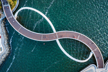 Aerial view of Elizabeth Quay Bridge, Perth, Western Australia, Australia