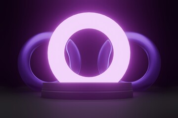 Violet light 3D product podium design with GLOW/NEON light effect