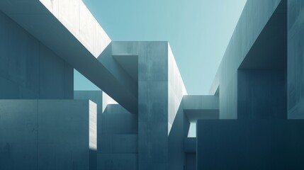 Obraz premium Minimalistic Abstract Architecture Desktop Wallpaper, Geometric Shapes, Monochromatic color, Modern Simplicity, banner design, brochure, pattern design, web, wallpaper, background template
