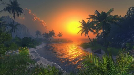 Dusk Among the Coconut Trees