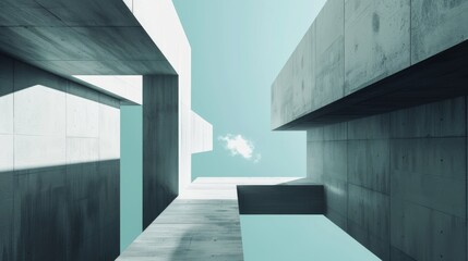 Fototapeta premium Minimalistic Abstract Architecture Desktop Wallpaper, Geometric Shapes, Monochromatic color, Modern Simplicity, banner design, brochure, pattern design, web, wallpaper, background template