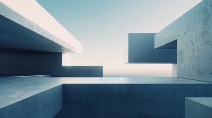 Obraz premium Minimalistic Abstract Architecture Desktop Wallpaper, Geometric Shapes, Monochromatic color, Modern Simplicity, banner design, brochure, pattern design, web, wallpaper, background template