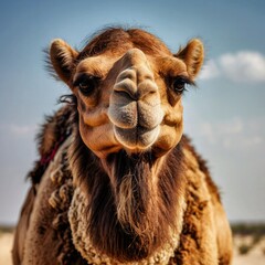 Fototapeta premium A Camel with an Arid Desert Background