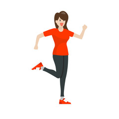 Woman is running exercise. Flat design illustration