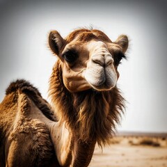 A Camel with an Arid Desert Background