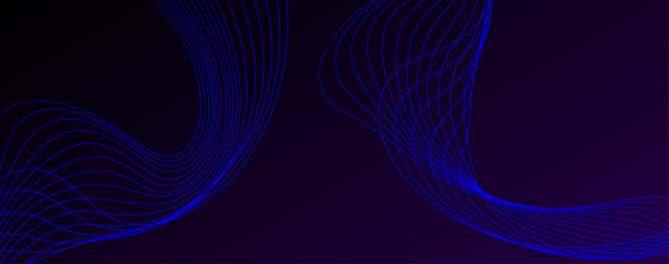  Vector abstract light lines wavy flowing dynamically in blue-green and red colors isolated on a black background. 