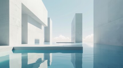 Minimalistic Abstract Architecture Desktop Wallpaper, Geometric Shapes, Monochromatic color, Modern Simplicity, landscape design, banner design, brochure, pattern design, web, wallpaper, background te