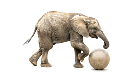 Obraz premium African elephant balancing on a ball