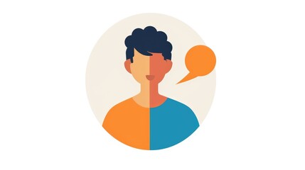 An isolated icon of a man speaking in 2ds