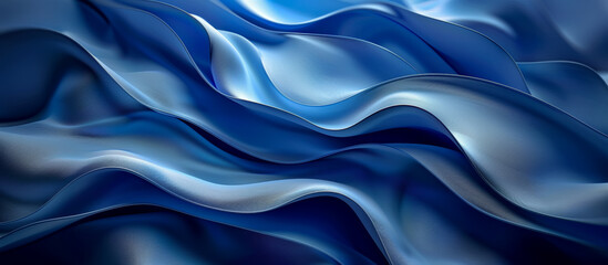 Obraz premium Abstract design with smooth blue fabric waves creating an impression of fluidity