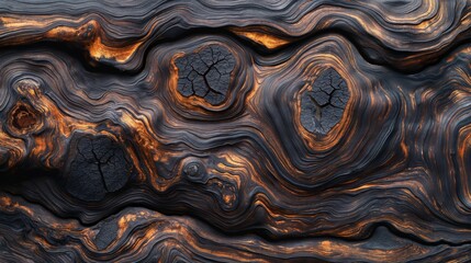 Exquisite African Ebony Wood Texture Background with Deep Black Grains on a 4' x 8' Sheet