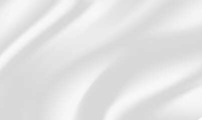 Smooth elegant white silk vector or satin luxury cloth texture background. White gray satin texture that is white silver fabric silk background. Soft shiny creased satin fabric folding texture. Vector