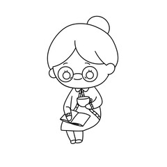 A woman is sitting down and writing in a book