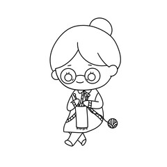 A woman is knitting a scarf