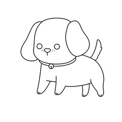 A cartoon dog with a collar and a bell on it