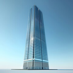 tall building with a glass facade on a body of water