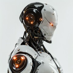 Fototapeta premium robot with glowing eyes and headphones