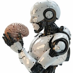 Fototapeta premium robot holding a brain in his hand