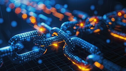 Cryptocurrency fintech block chain network. copy space for text.