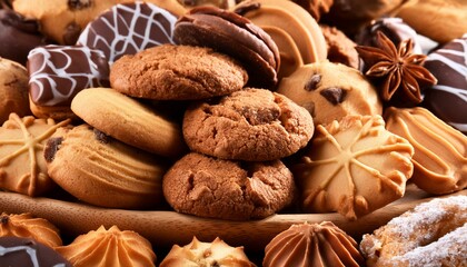 Beautiful cookies assorted close-up. background