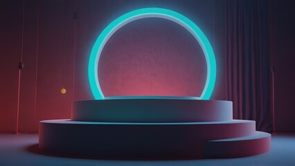 3D Blank Colorful Podium Mockup, Product Presentation 3D Rendered Cartoon Animation Illustration Style