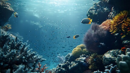 Sea or ocean underwater coral reef : Generative AI