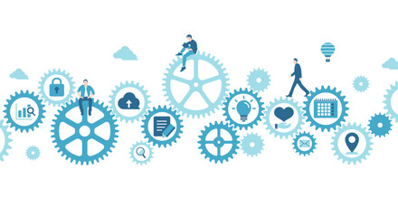 Business concept vector illustration. Gear wheel (technology) and people&rsquo;s life.