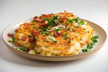 Homemade Baked Potato Hash Browns with Bacon and Olive Oil