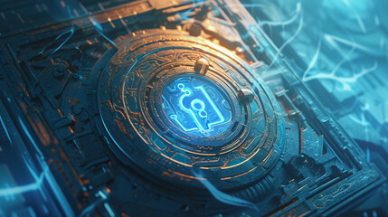 Blue and Orange Futuristic Technology Background for Sci-Fi Design