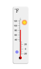 Fahrenheit scale thermometer isolated on a white background. Ambient temperature plus 82 degrees